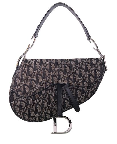 Oblique Saddle, &pound;950, Handbags, Black, Denim, Front view